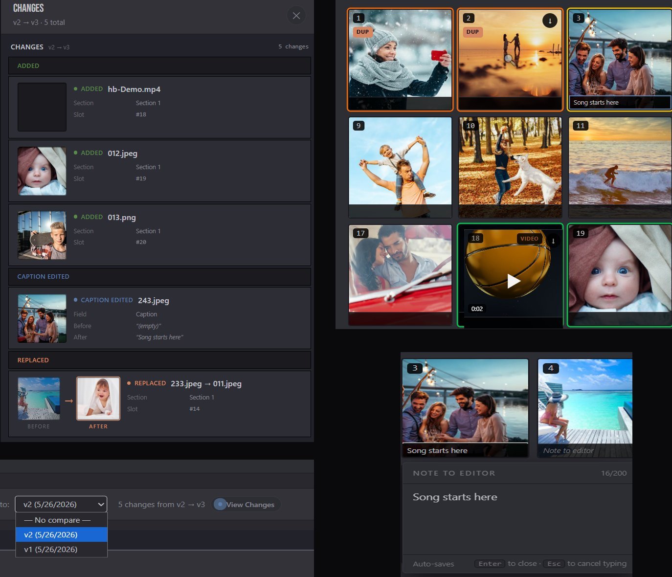 MediaOrder version tracking features